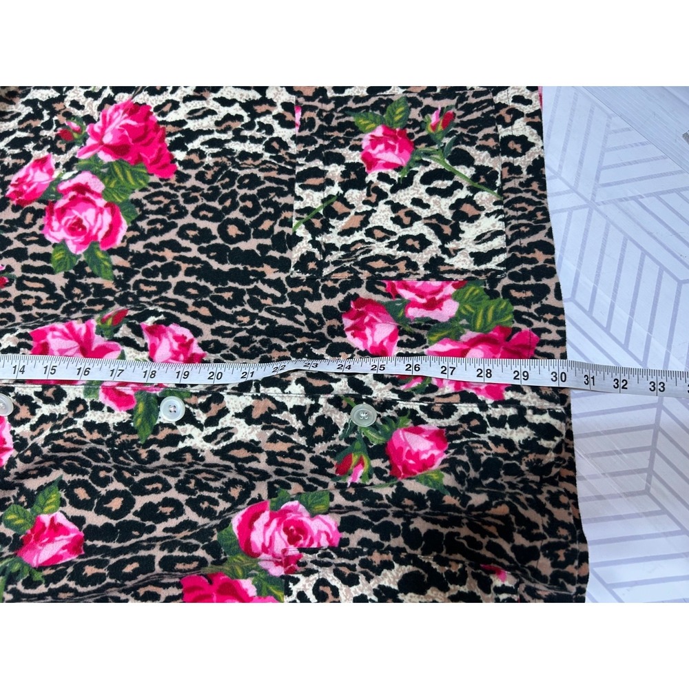 Nick & Nora Plus Size 3XL Pant Shirt Rose & Cheetah Print Pajama Flannel i - Picture 13 of 14